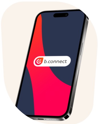 Smartphone affichant le bouton de connexion b.connect